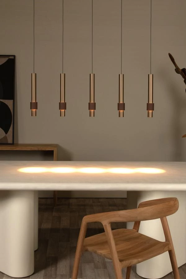 Lucide MARGARY - Pendant light - LED Dim. - 5x4,2W 2700K - Coffee - ambiance 1